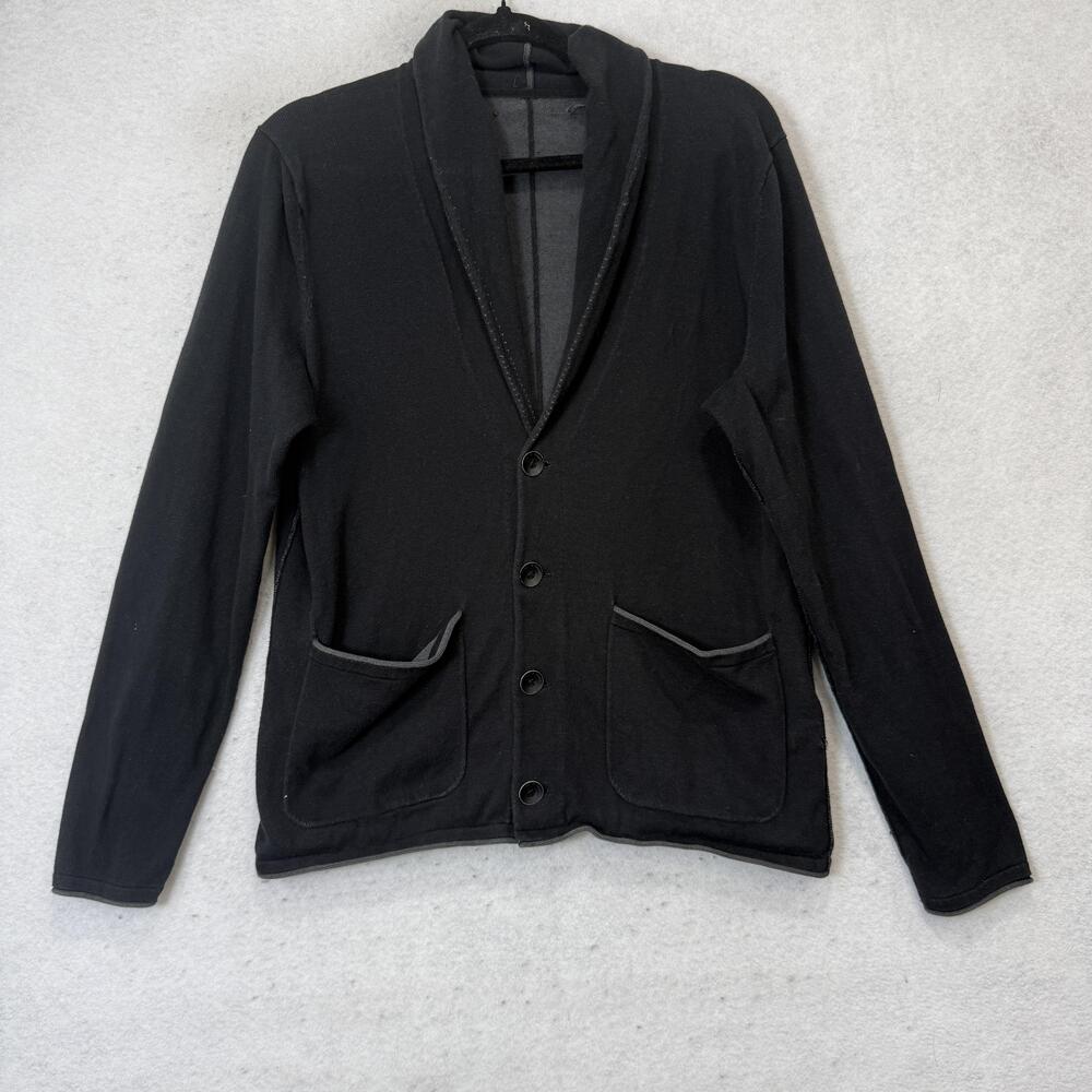 Rag & Bone Shawl Collar Cardigan Sweater Mens Medium Black Knit Button Front